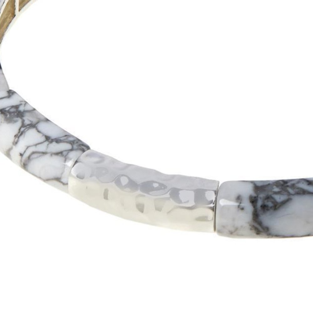 Jay King Sterling Silver 7-1/4" White Magnesite Stretch Bracelet - Picture 2 of 2